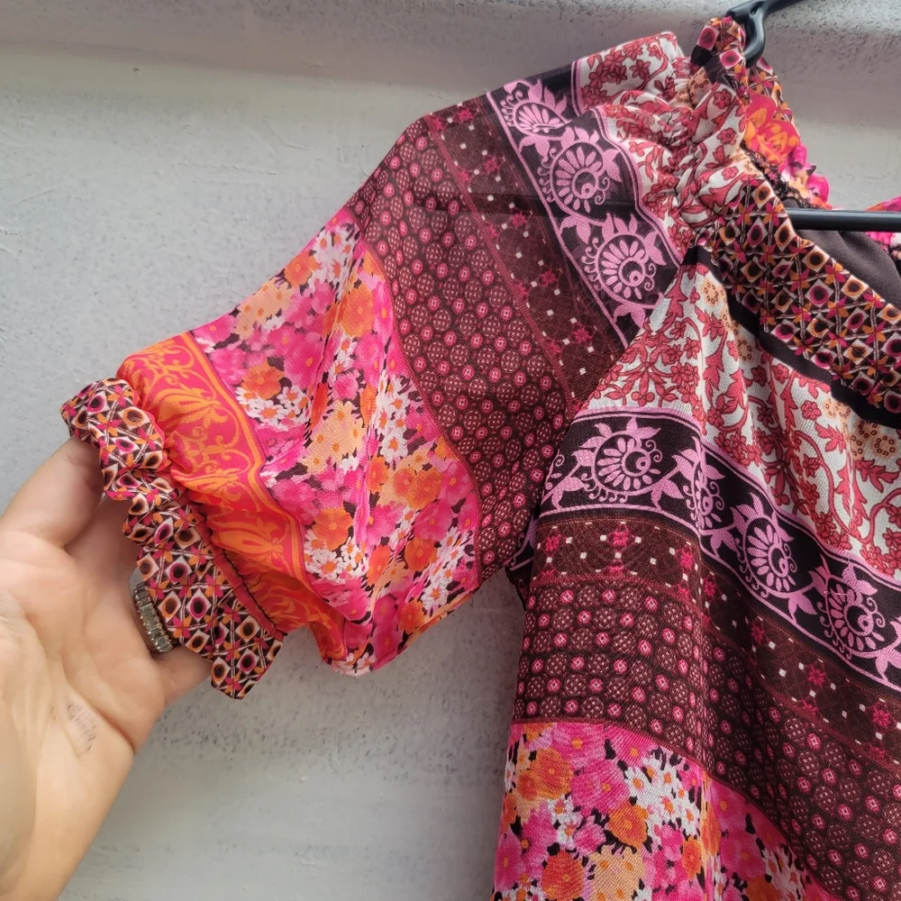 ❤️🩷❤️ Fall colored girls blouse top floral bohemian justice 8